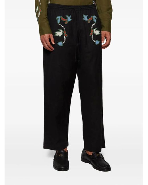 BAZISZT Black Rouat Drawstring Trousers for men