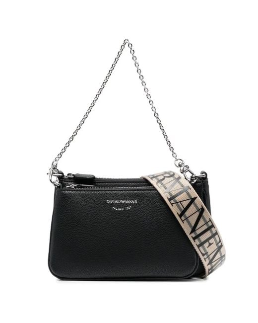 Emporio Armani Black Deer-Print Double Mini Bag