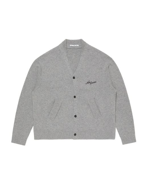 Acne Gray Embroidered Button Cardigan for men