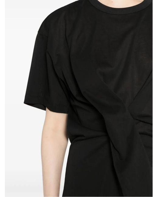 JNBY Black Asymmetric Pleated T-Shirt