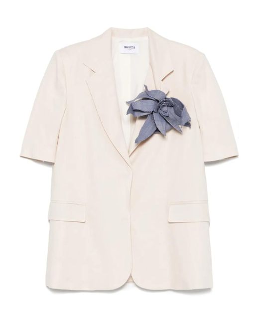 Mariuccia Milano White Floral-Brooch Blazer