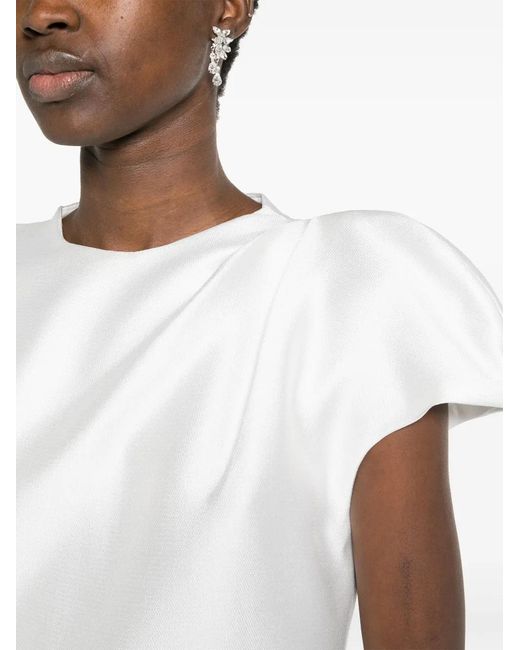 Gaby Charbachy White Asymmetric Satin Skirt Set