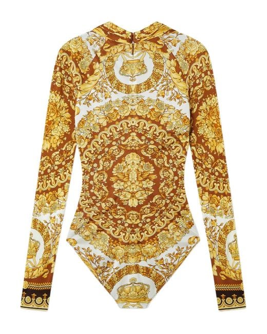 Versace Yellow Baroque-Print Long-Sleeve Blouse