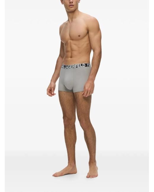 Karl Lagerfeld Blue Logo-Waistband Boxers (Set Of Three) for men