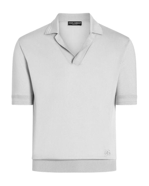 Dolce & Gabbana Gray Silk Polo Shirt for men
