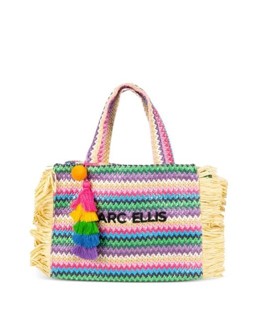 Marc Ellis White Sac Cabas Buby Saint Claire À Chevrons