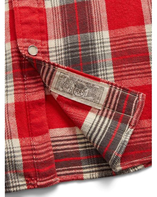 RRL Red Plaid Cotton-flannel Shirt for men