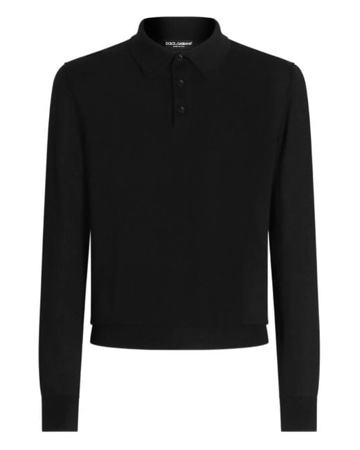 メンズ Dolce & Gabbana ロングスリーブ ポロシャツ Black