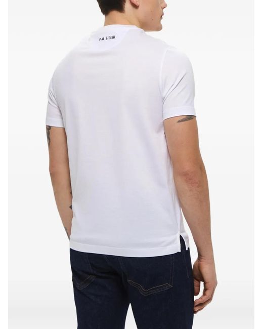 Pal Zileri White Graphic Print T-Shirt for men
