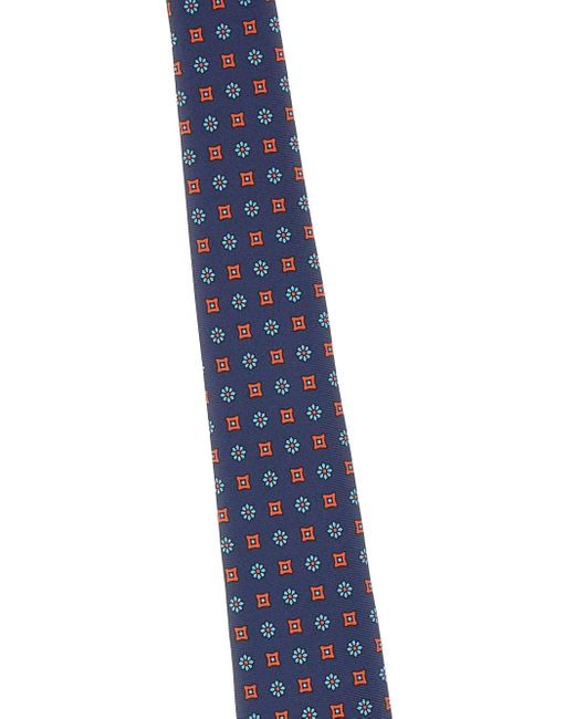 Kiton Blue Patterned Silk Tie for men