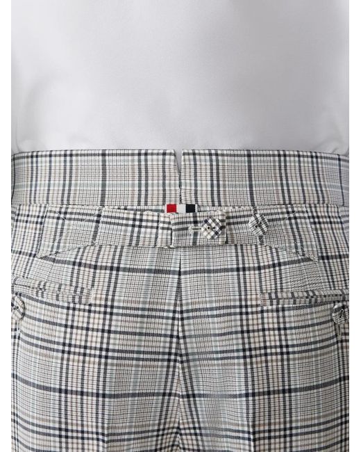 Thom Browne Gray Check-Patterb Back-Strap Trousers for men