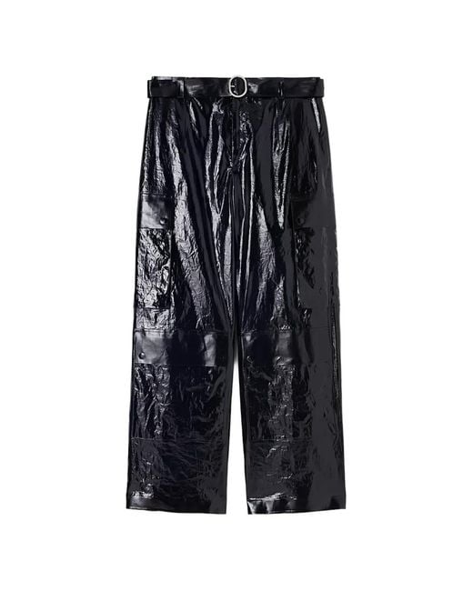 Jil Sander Blue Belted Crinkled-Effect Cargo Pants for men