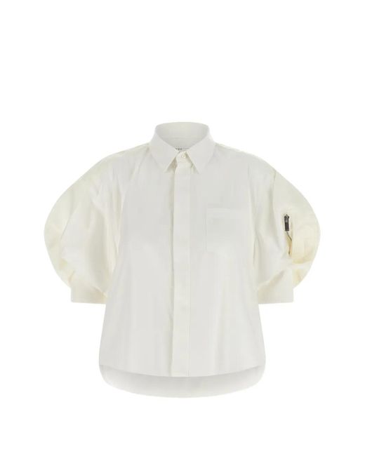 Sacai White Chemise À Manches Bouffantes
