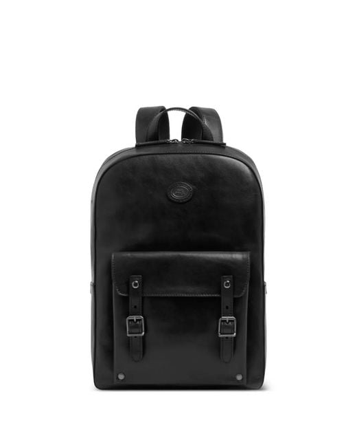 The Bridge Black Buckle-Detail Leather Backpack for men