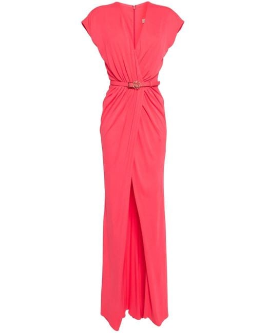 Robe mi-longue à design drapé Elie Saab en coloris Pink