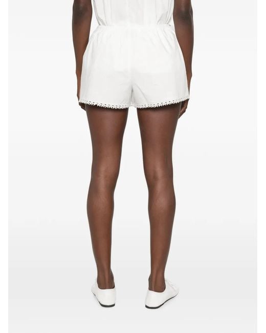 Posse White Veda Lace-Trim Shorts