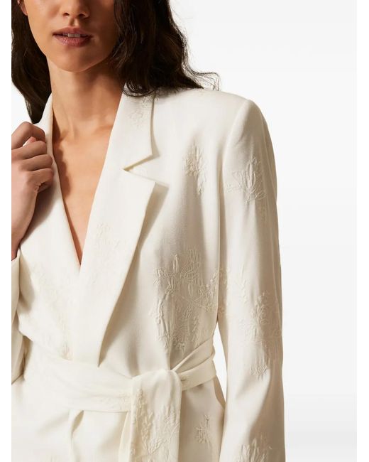 Twinset White Embroidered Belted Blazer