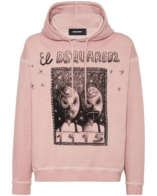 DSquared² Pink Graphic-Print Hoodie for men