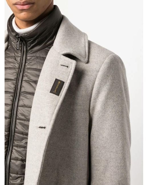 Moorer Gray Quilted Single-Breasted Coat for men