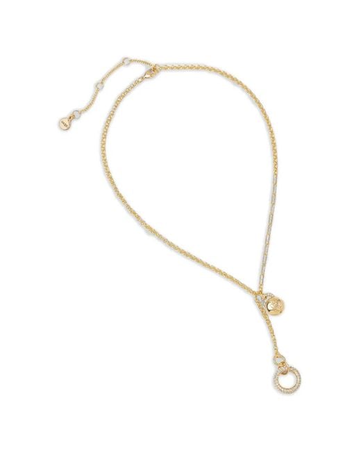 DKNY White Crystal-Embellished Padlock Necklace
