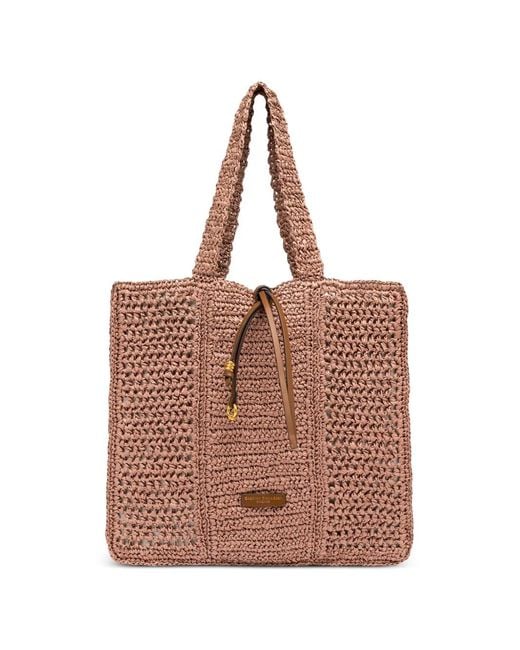 Gianni Chiarini Brown Nefeli Crochet Shopper Bag