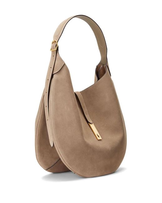Polo Ralph Lauren Natural Medium Polo-Pony-Motif Suede Bag