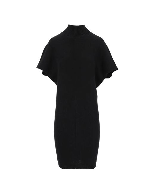 FEDERICA TOSI Black High-Neck Short-Sleeve Mini Dress