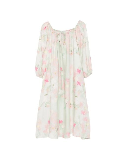 BERNADETTE White Bonnie Floral-Print Midi Dress