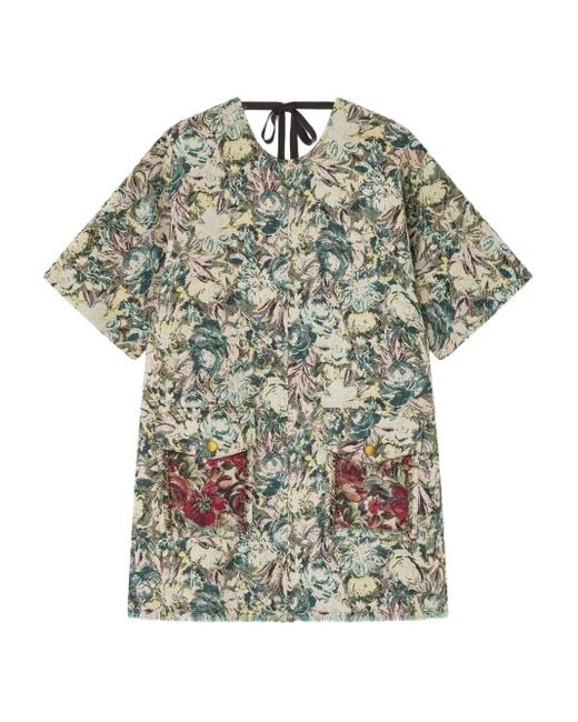 Ganni Gray Mini Tapestry Kimono Dress