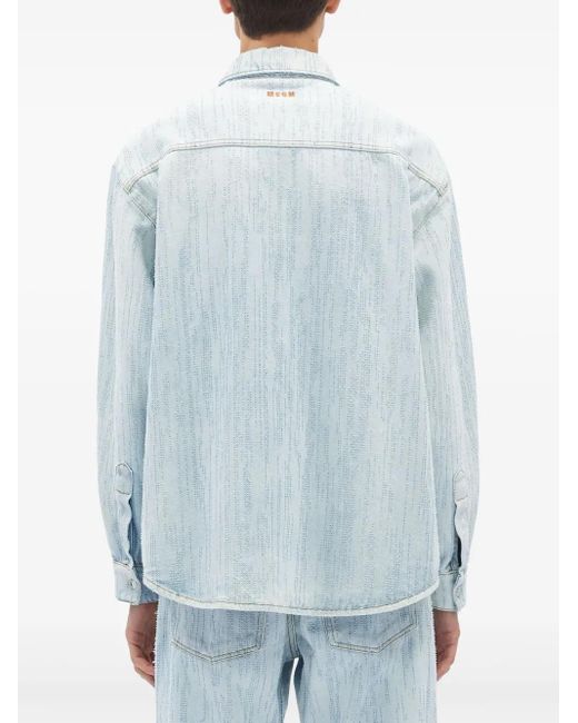 MSGM Blue Washed-Denim Overshirt for men