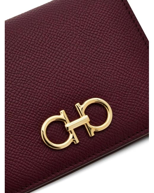 Ferragamo Purple Gancini Buckle Compact Wallet