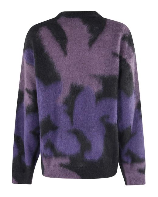 Roberto Collina Blue Patterned Crew-Neck Sweater for men