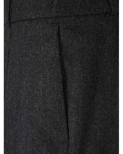 Peserico Black Pantalon Plissé À Ourlet Retourné