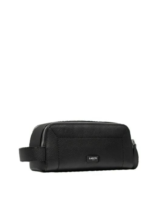 Lancel Black Ninon Leather Zip-Top Toiletry Bag