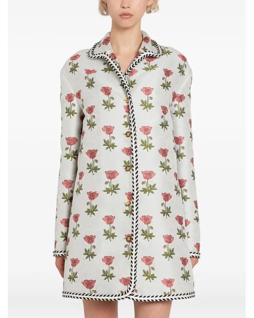 Giambattista Valli White Floral Button Coat