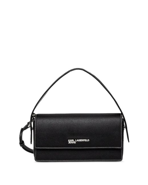Karl Lagerfeld White Schultertasche mit Logo-Schild