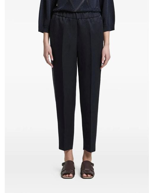 Peserico Black Chain-Trim Elasticated Trousers