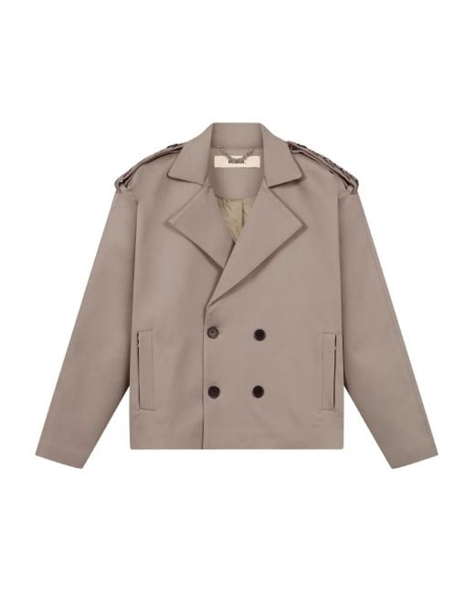ROUGH Brown Cropped Double-Breasted Trench Jacket