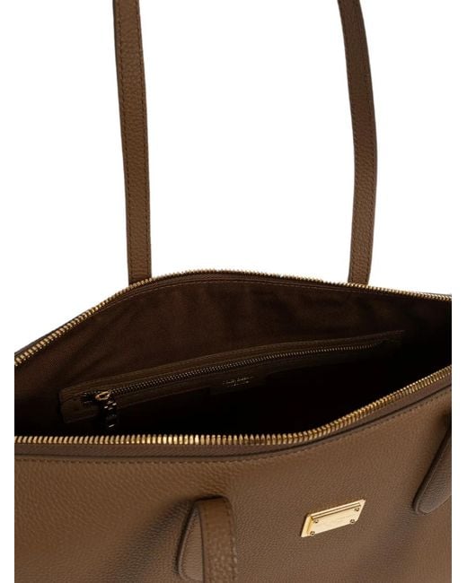 Dolce & Gabbana Brown Vittoria Logo-Plaque Leather Shoulder Bag