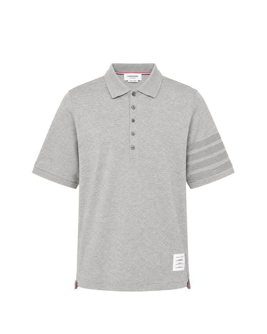 Thom Browne Gray Jersey Ottoman 4-Bar Polo for men