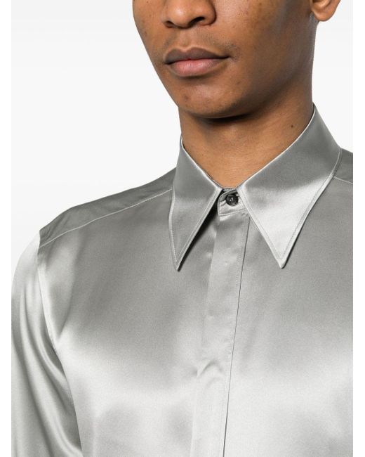 Dolce & Gabbana Hemd aus Seidensatin in Gray für Herren