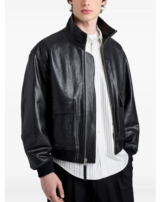 Proenza Schouler Blue Sterling Zip Leather Bomber Jacket for men