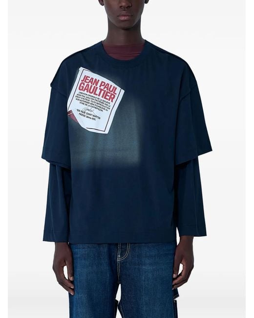 Jean Paul Gaultier Blue Layered-Design T-Shirt