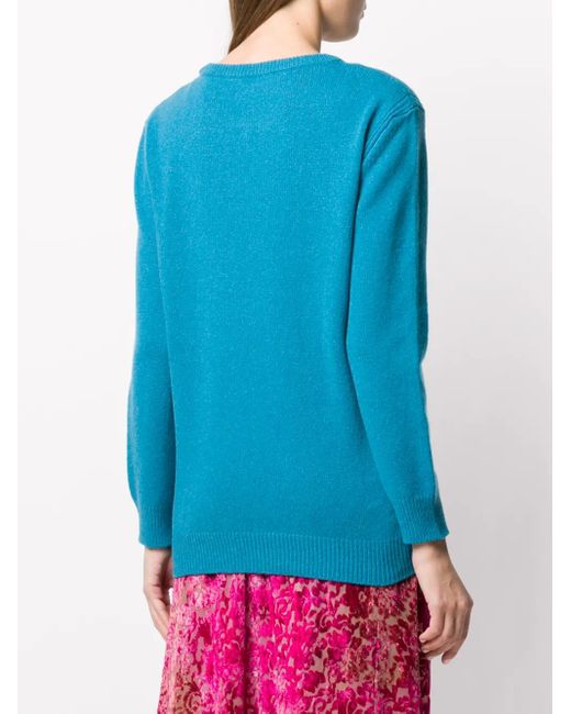 Alberta Ferretti Blue Sequin Embroidered Jumper