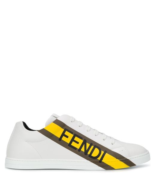 Fendi Leer Sneakers Met Logoprint in het Wit voor heren - Lyst