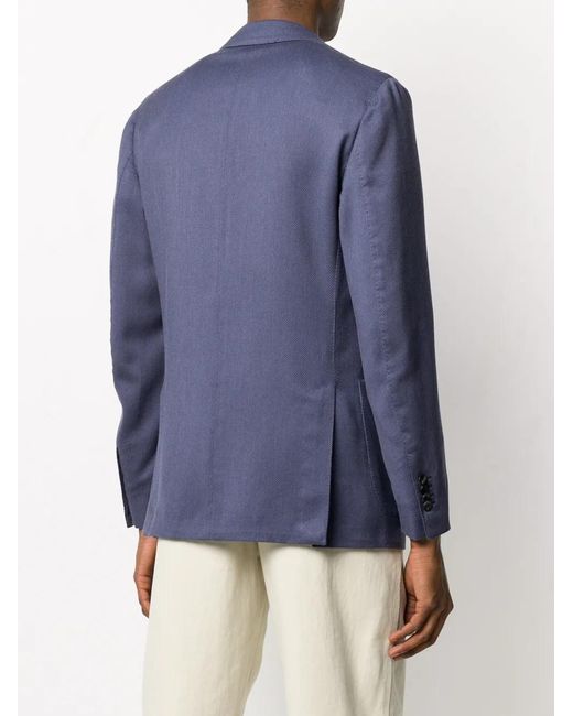 Lardini Blue Fine Knit Buttoned Blazer for men