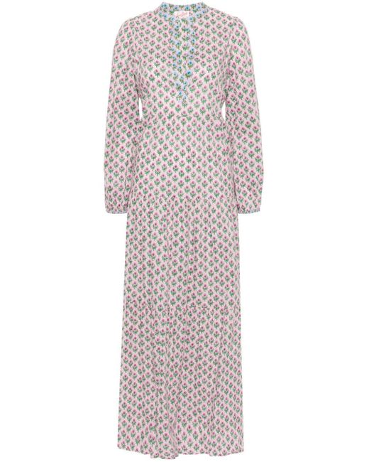 Mc2 Saint Barth Pink Nadja Cotton Maxi Dress