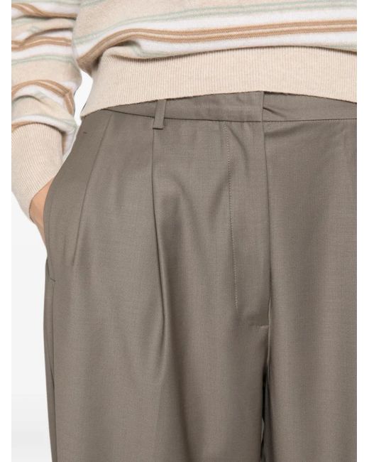 Cordera Gray Pleated Virgin Wool Trousers