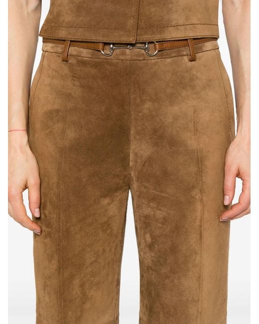 Gucci Brown Horsebit-Detail Trousers