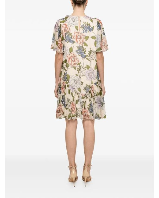 Nissa Natural Floral-Print Ruffled Mini Dress